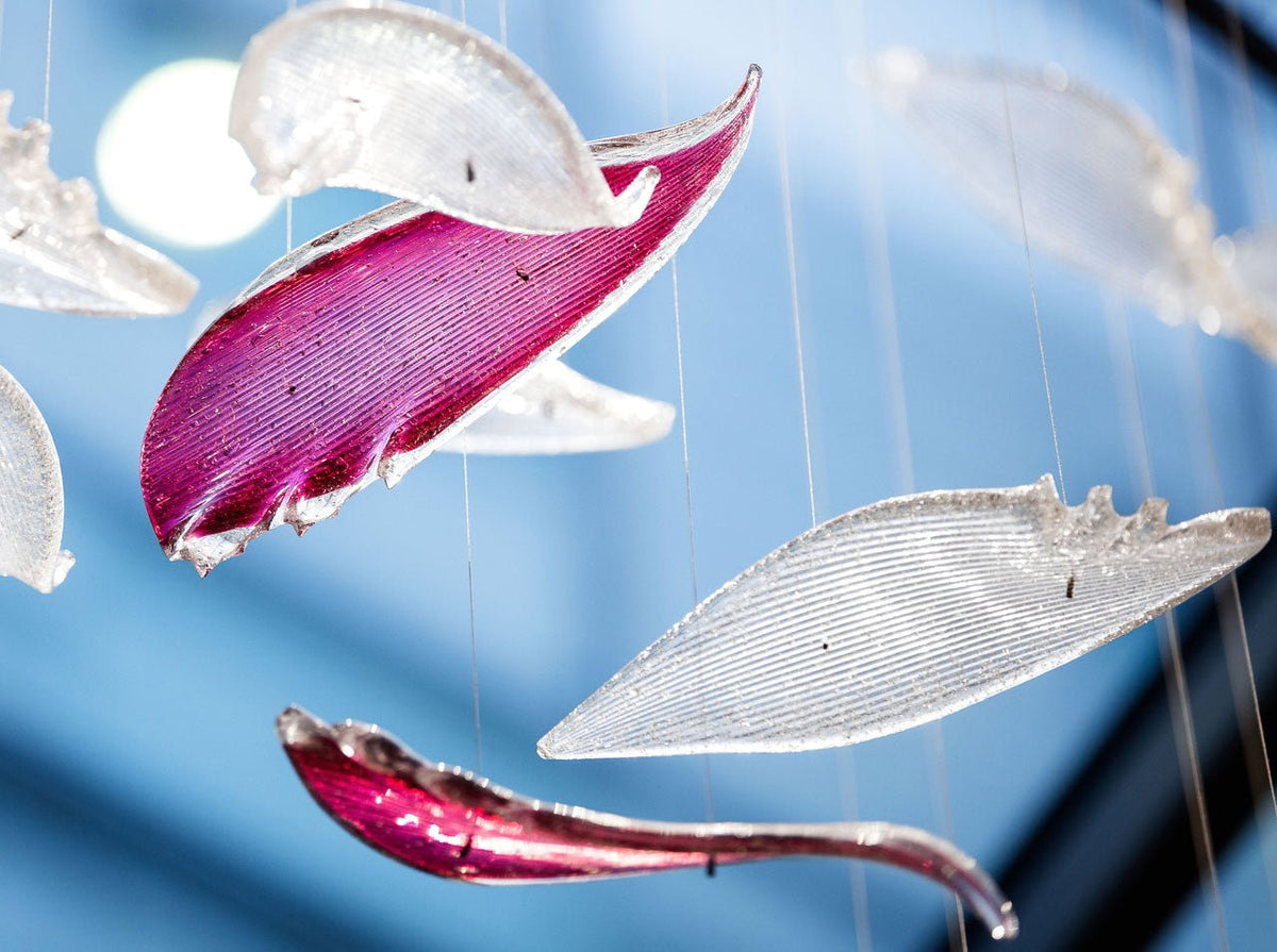 Zathaara Glass Feather Shape  Chandelier