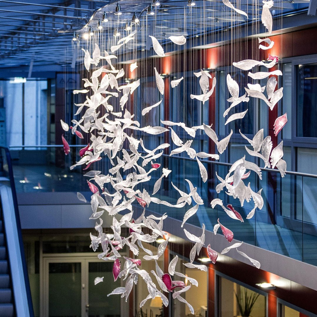Zathaara Glass Feather Shape  Chandelier
