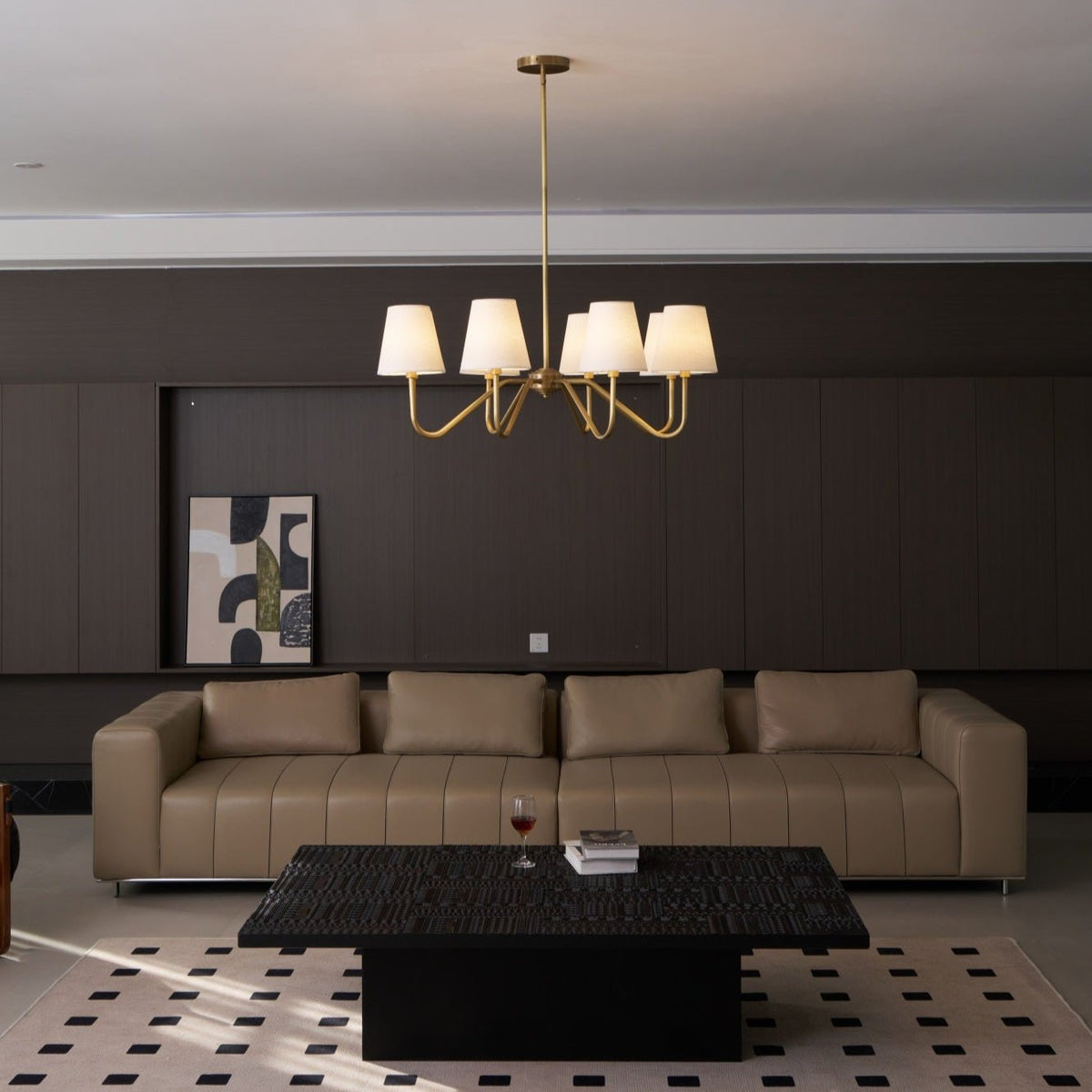 Viraean Vintage Industrial Brass Fabric Chandelier