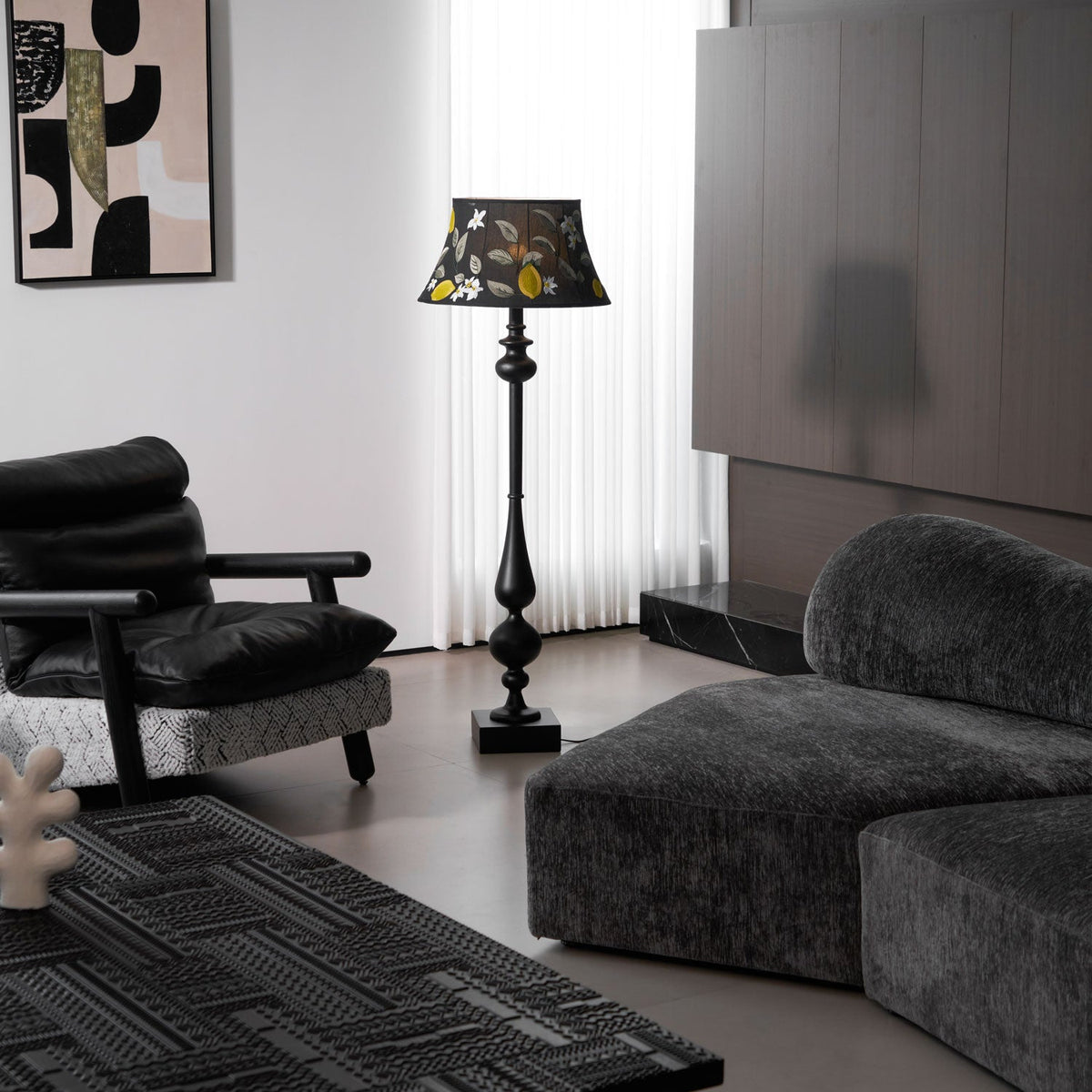 Floren Wood Fabric Classic Floor Lamp