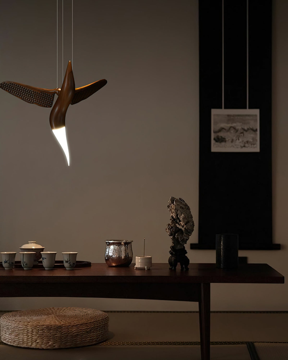 Elsilor Avian-Inspired Wood Pendant Light