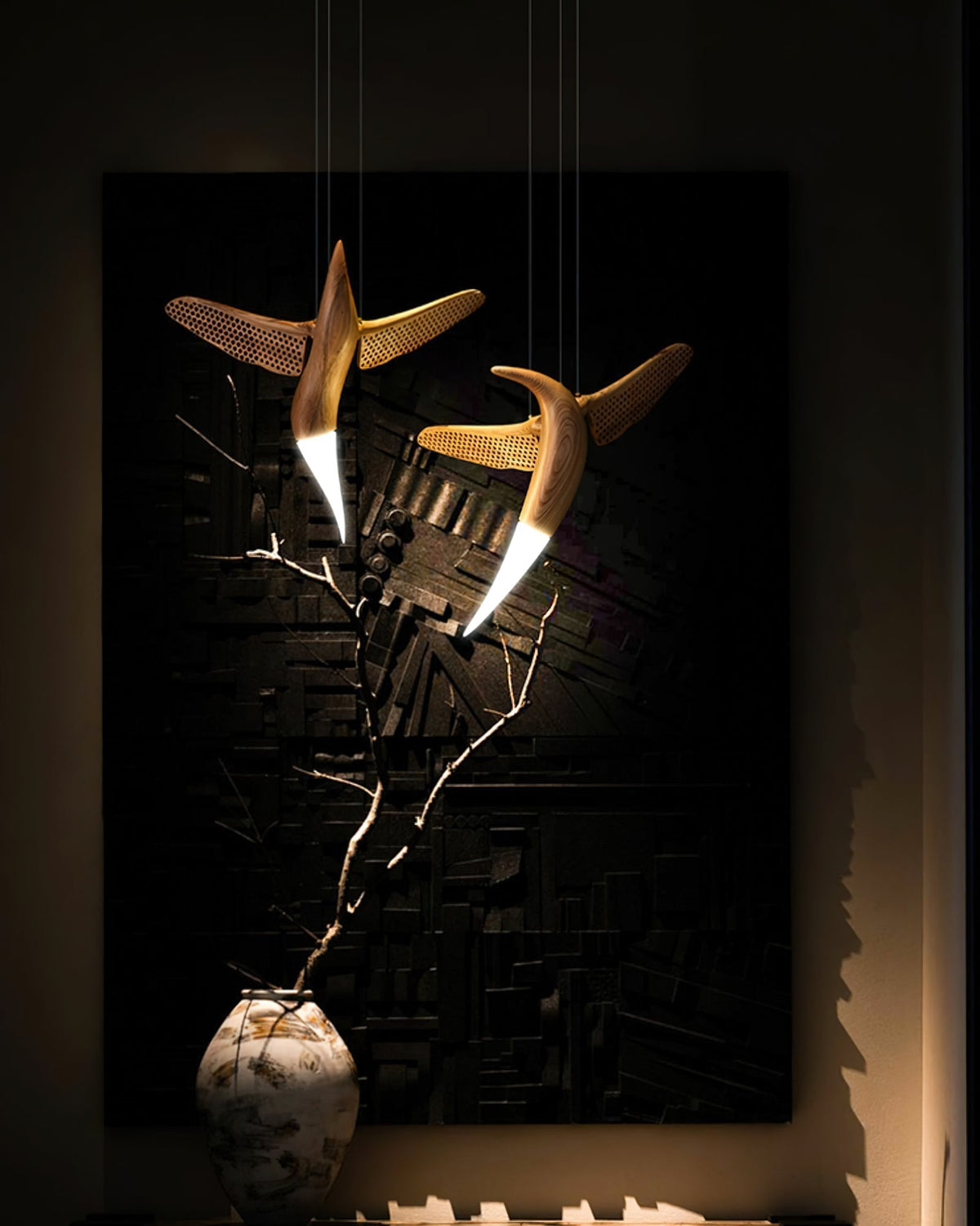 Elsilor Avian-Inspired Wood Pendant Light