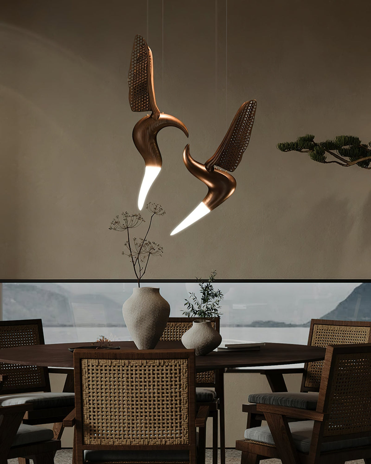 Elsilor Avian-Inspired Wood Pendant Light