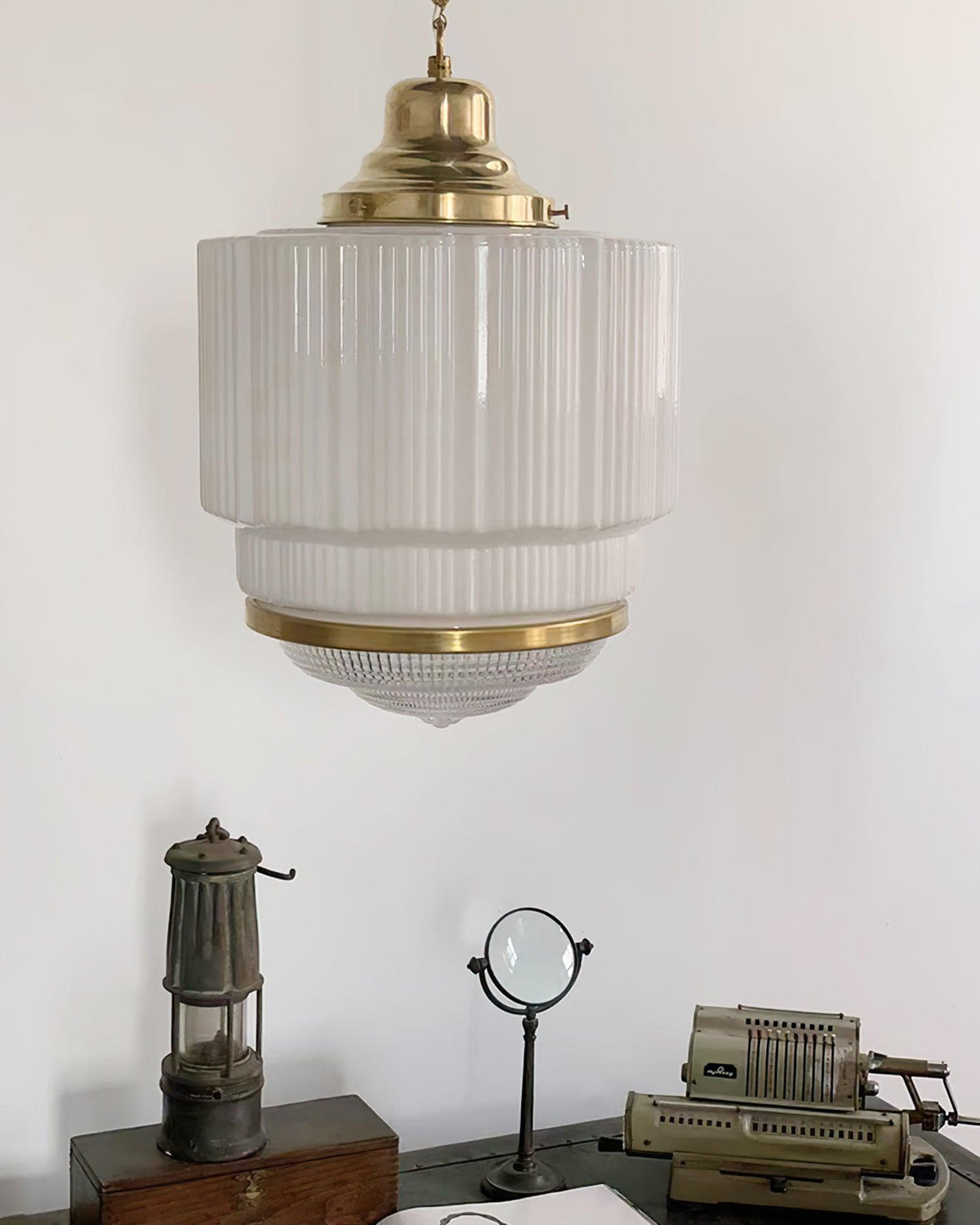 Celiina Pendant Light Brass Glass Ribbed