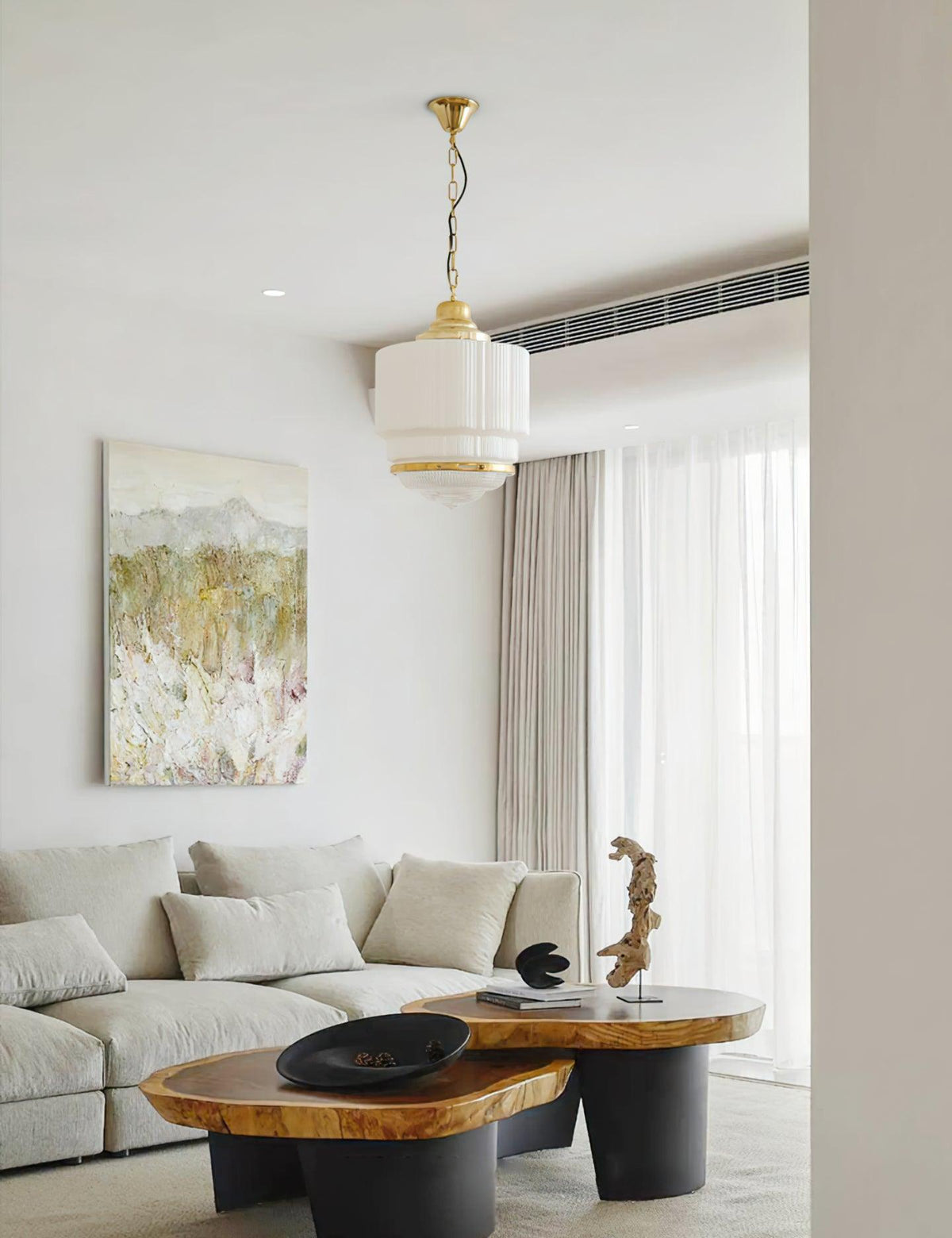 Celiina Pendant Light Brass Glass Ribbed