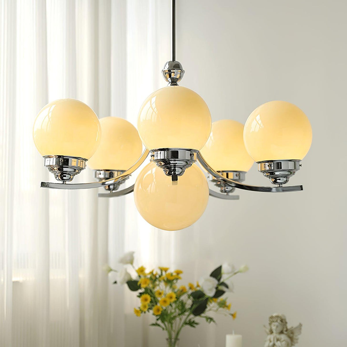 Dusk Chandelier Globe Chrome Modern 5-Light