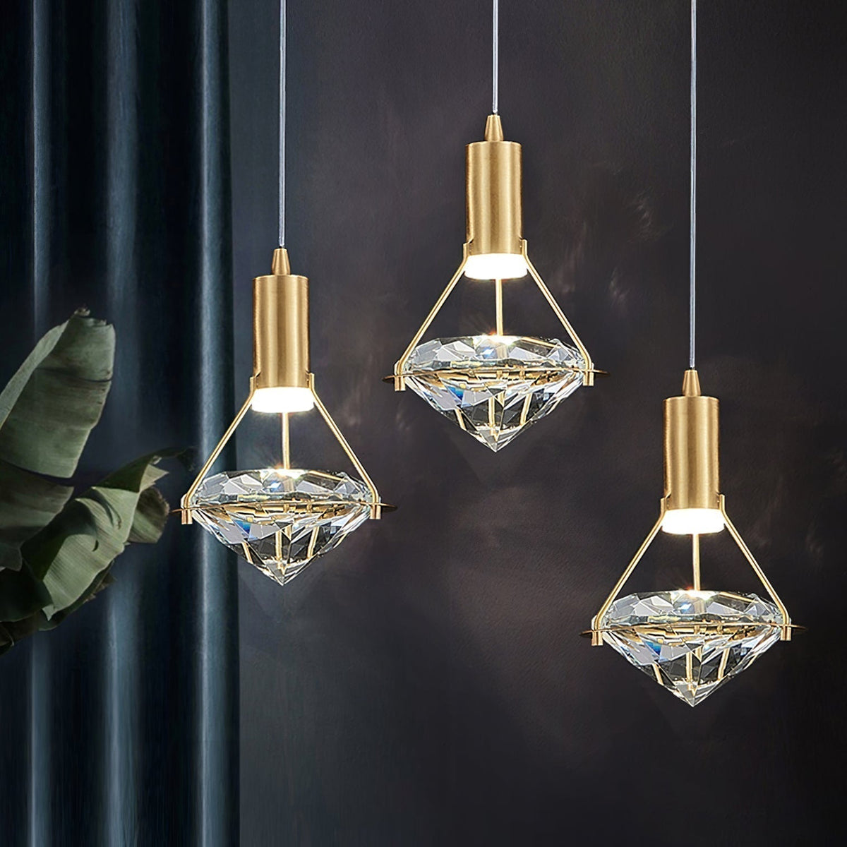 Cira Pendant Lamp Brass Crystal Elegant