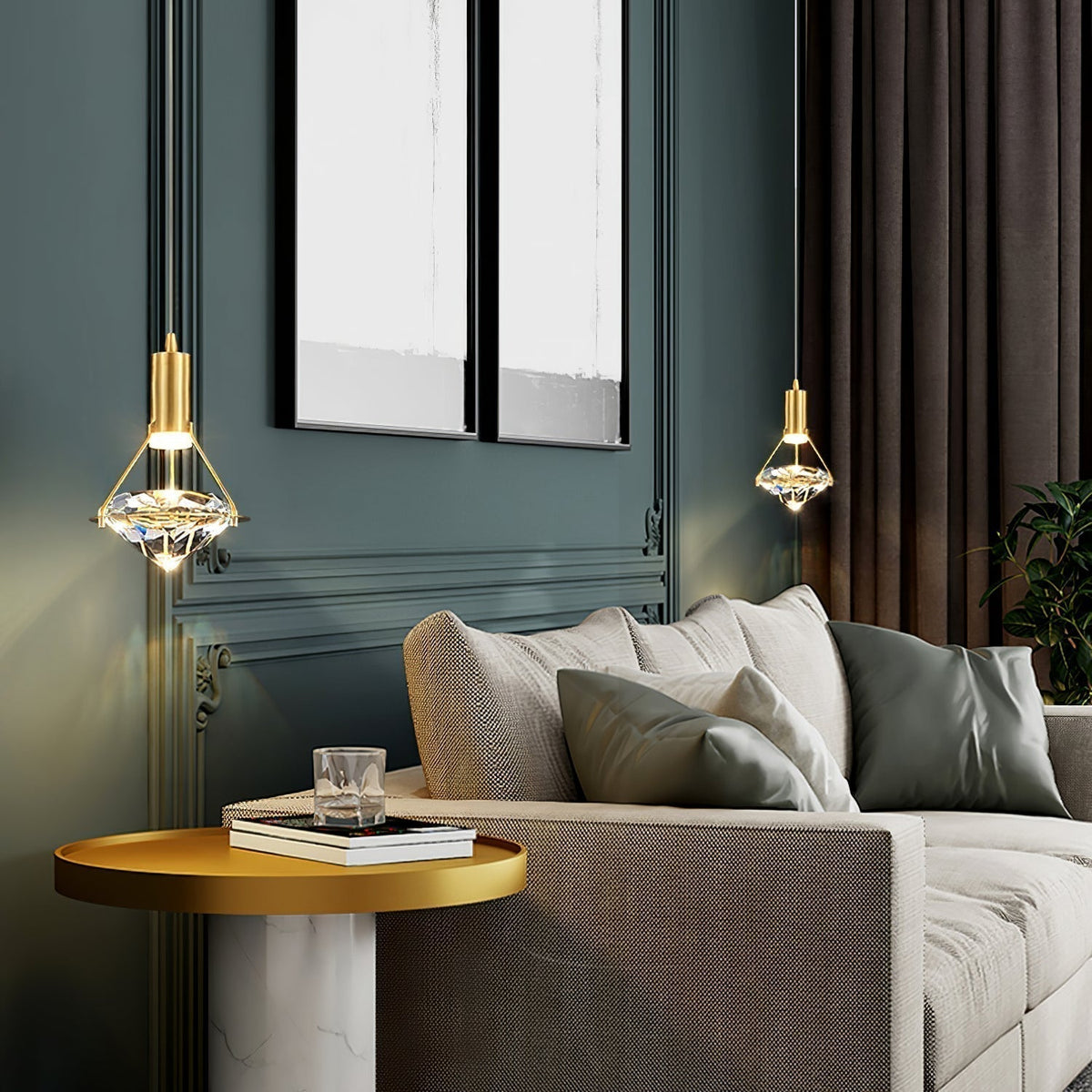 Cira Pendant Lamp Brass Crystal Elegant