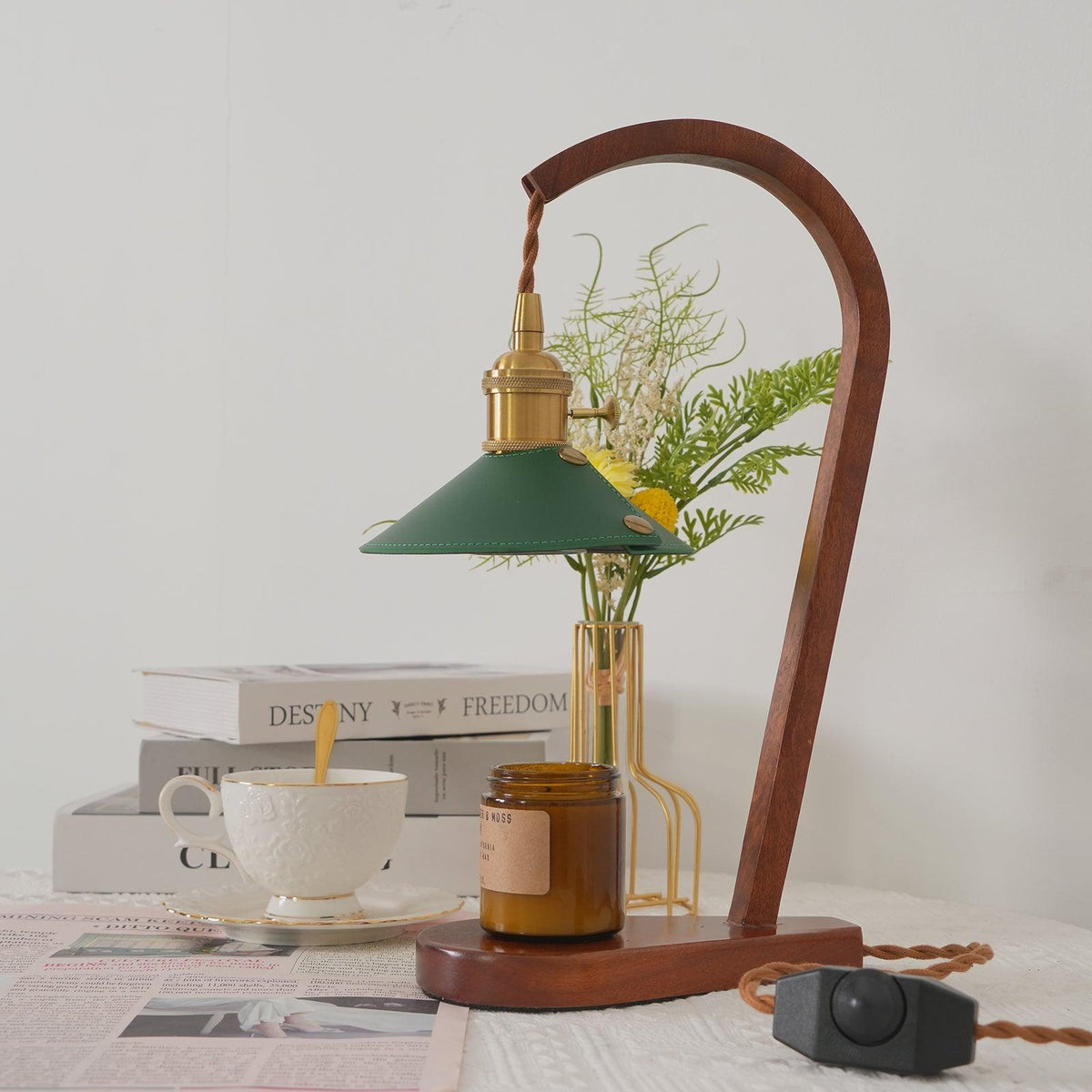 Elvuia Green Wood Table Lamp