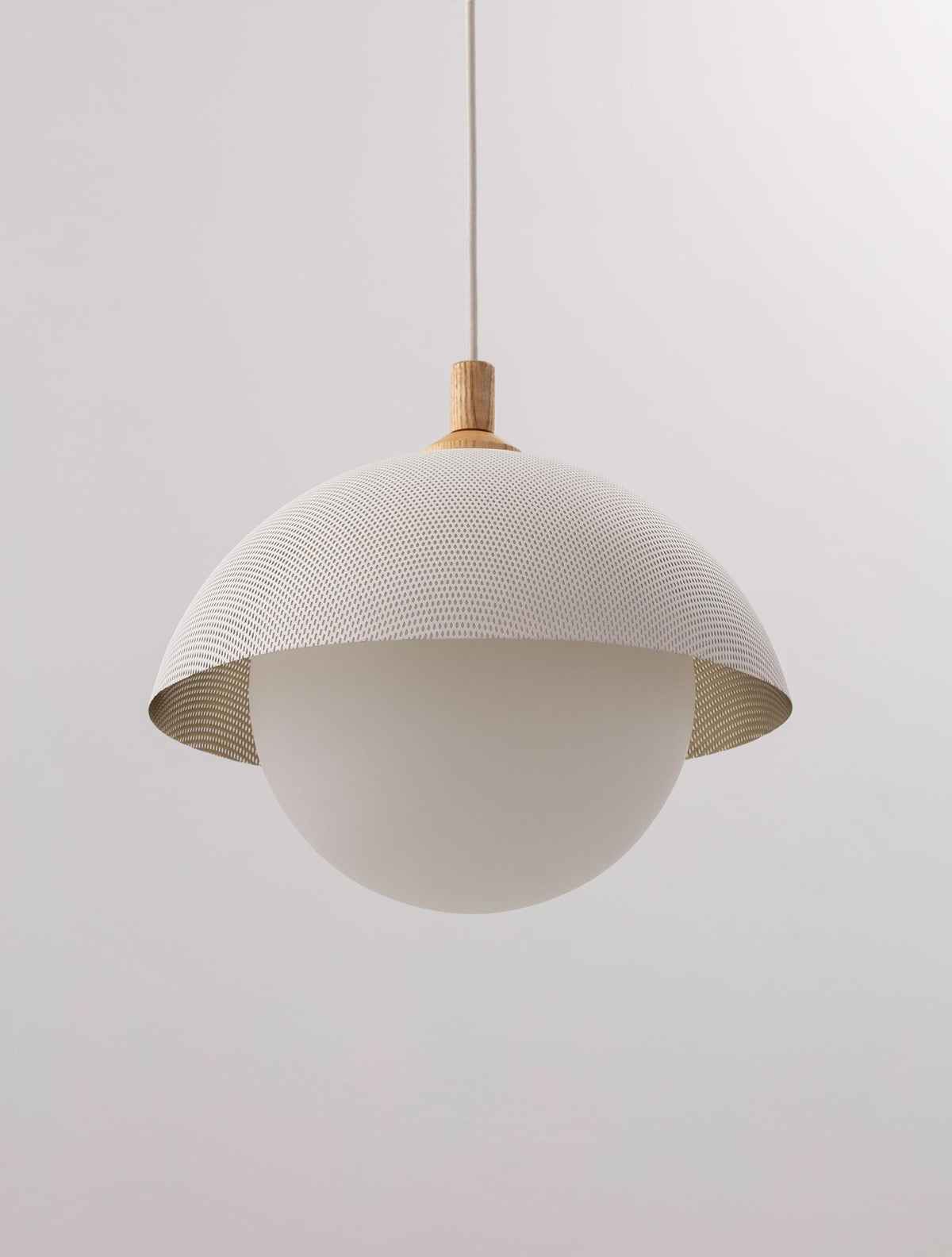 Pith Modern Minimalist Dome Perforated Wooden Pendant Lamp