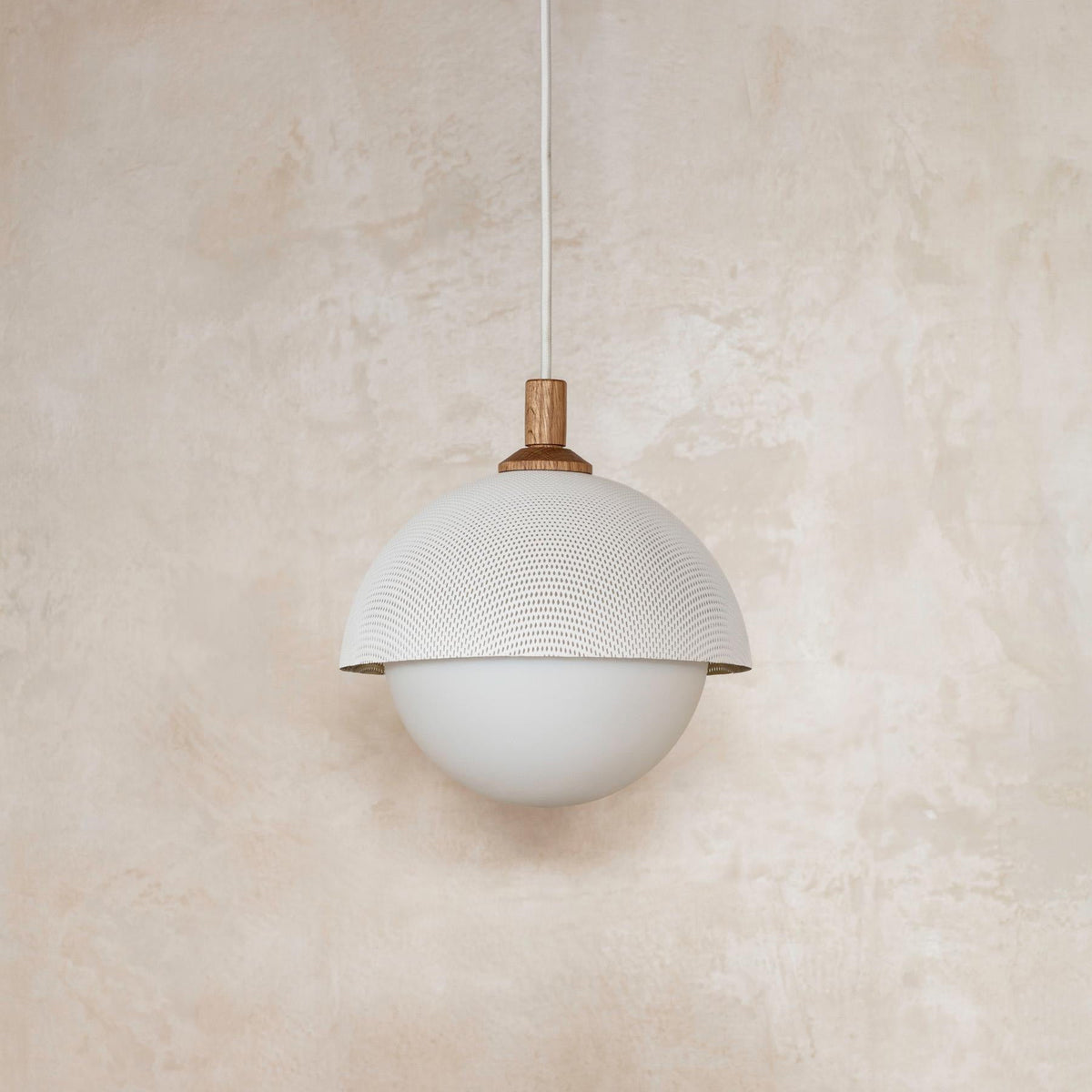 Pith Modern Minimalist Dome Perforated Wooden Pendant Lamp