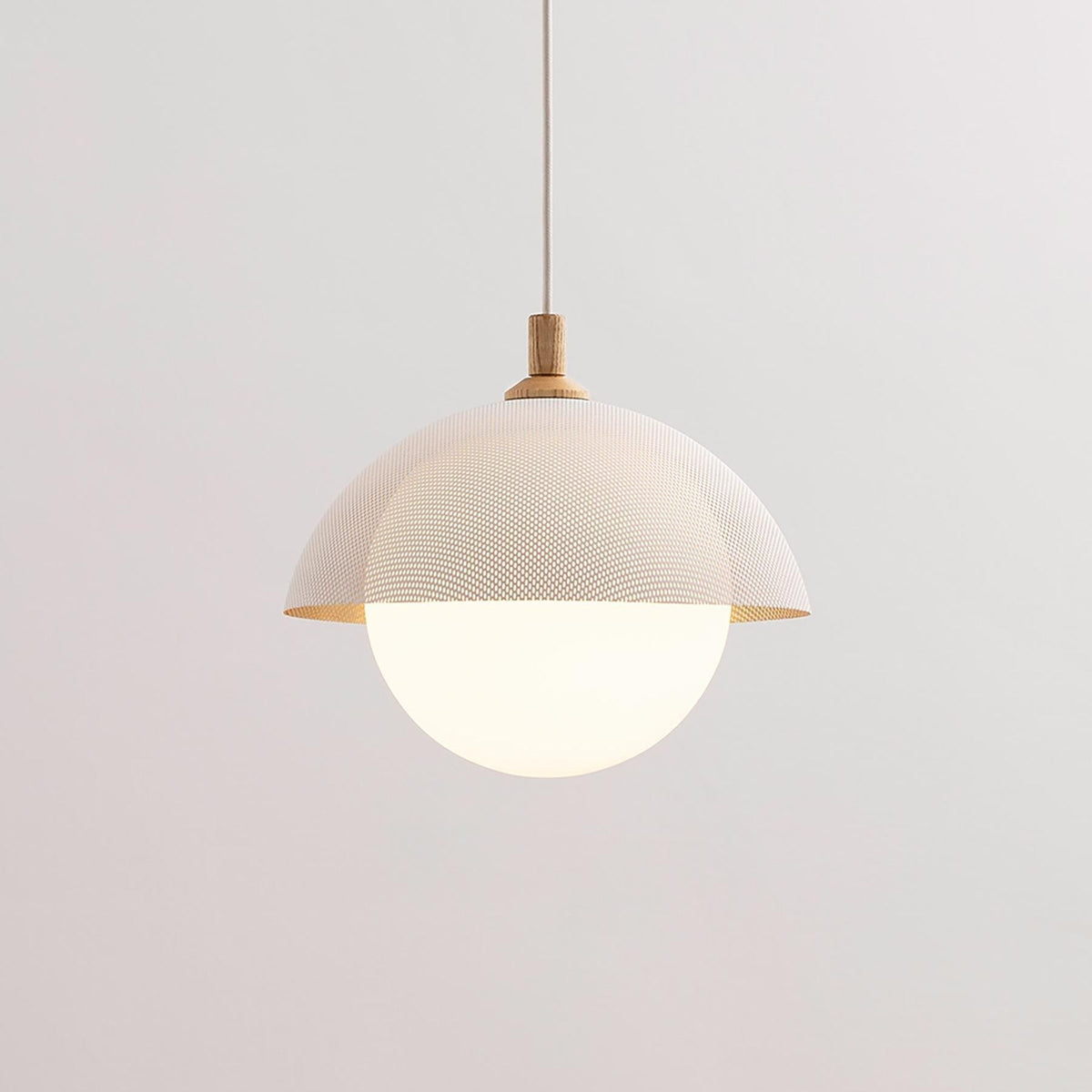 Pith Modern Minimalist Dome Perforated Wooden Pendant Lamp