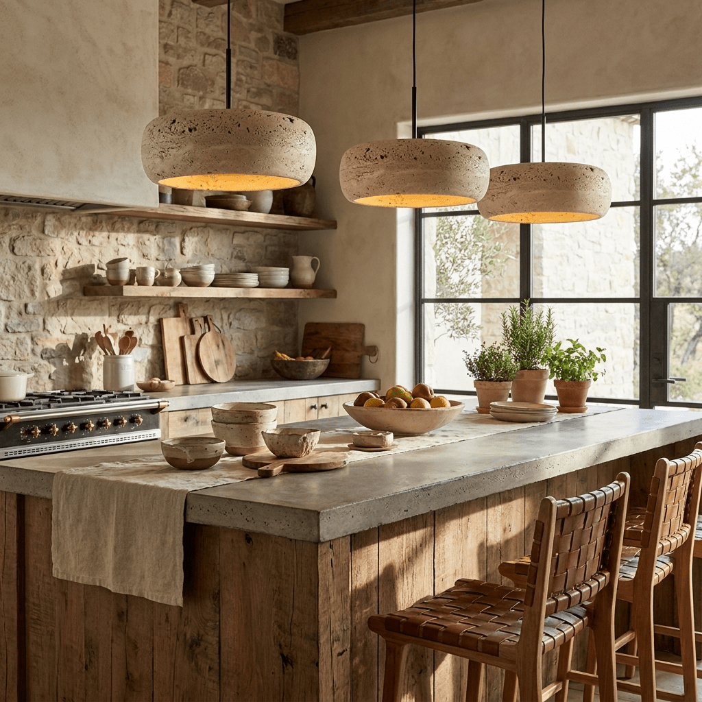Inaela Donut Travertine Pendant Light