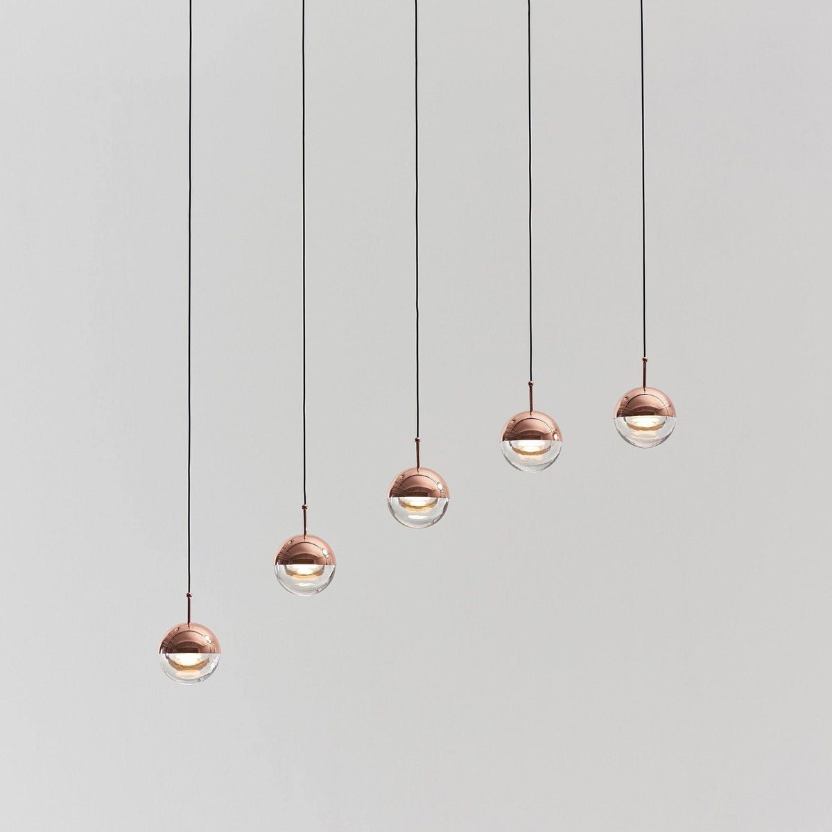 Zaneth Pendant Lamp Steel Glass Multi Drop Minimalist Staircase