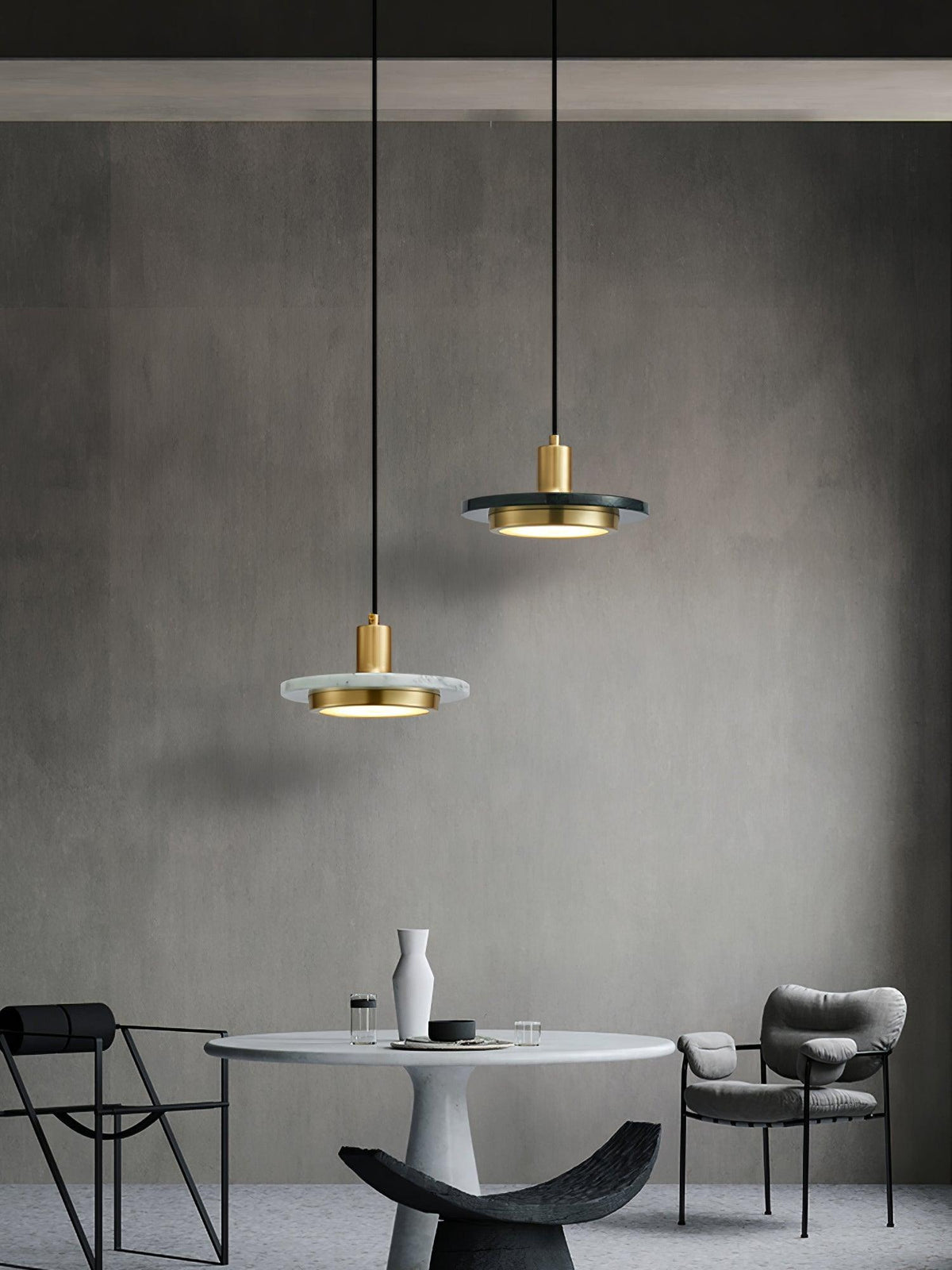 Bram Pendant Lamp Marble Double Circle Modern