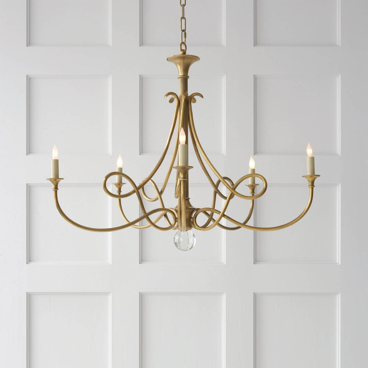 Efra Chandelier Brass Double Twist Candelabra Crystal