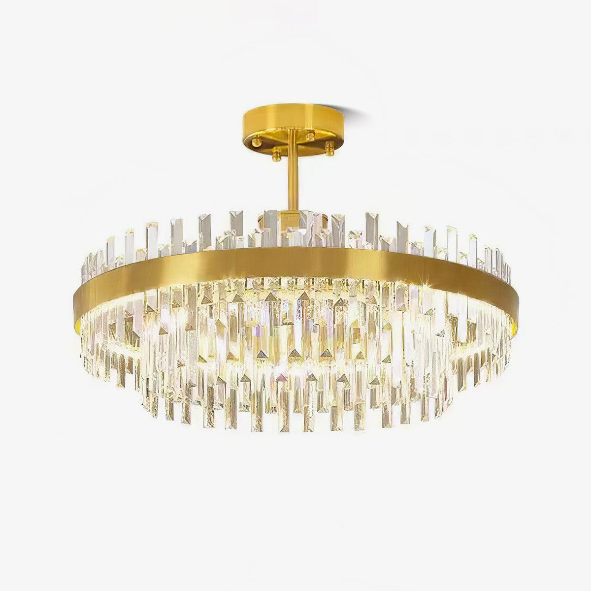 Elyeira Chandelier Brass Crystal Drum Elegant