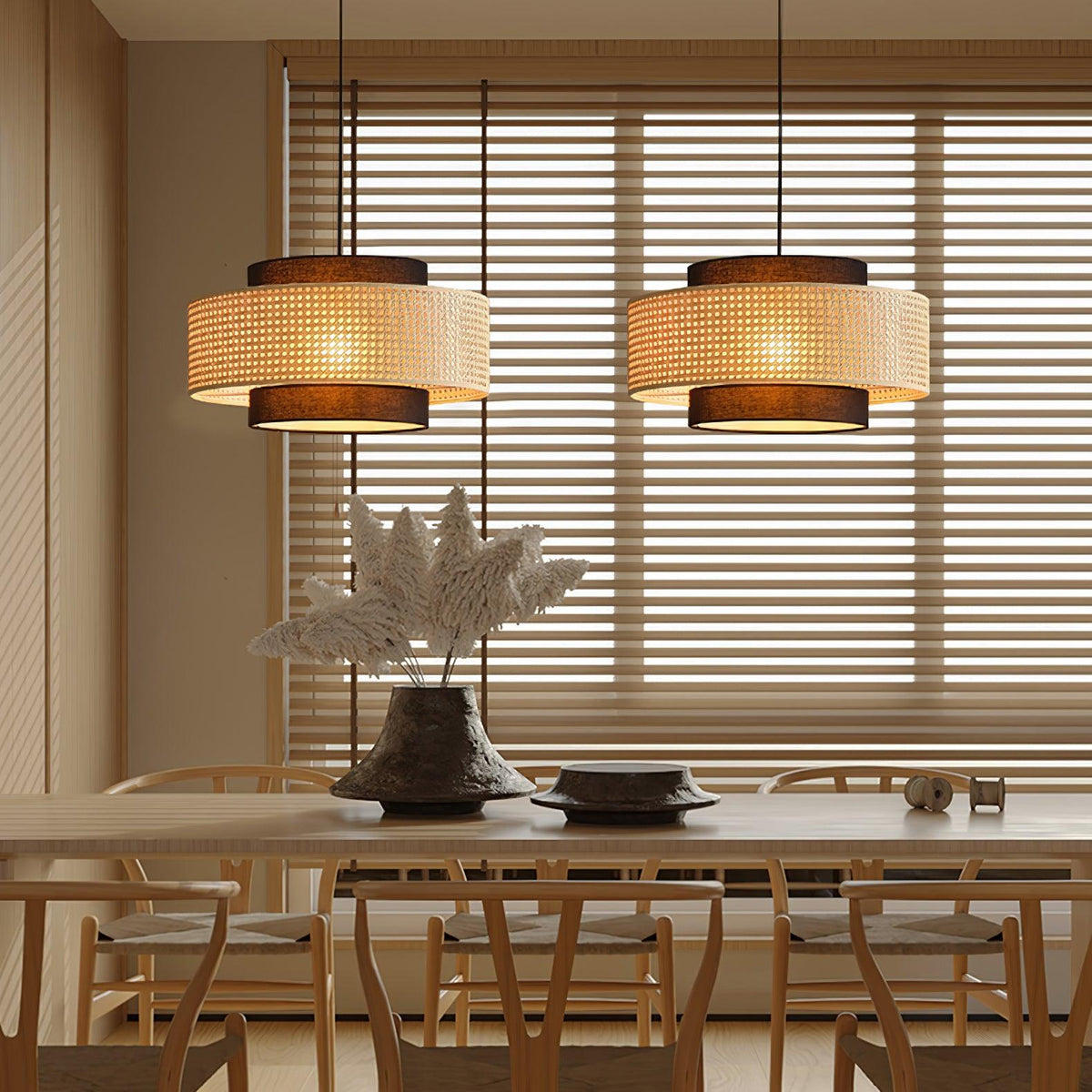 Zerither Rattan Fabric Pendant Light