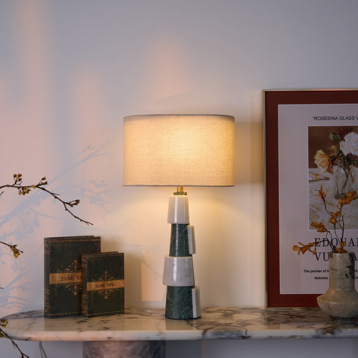 Obelisk Stacked Marble Table Lamp