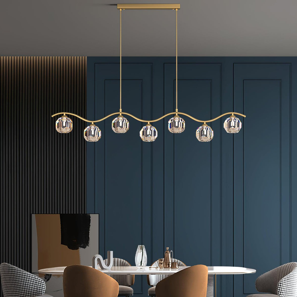 Luxenora Chandelier Copper and Crystal Geometrical