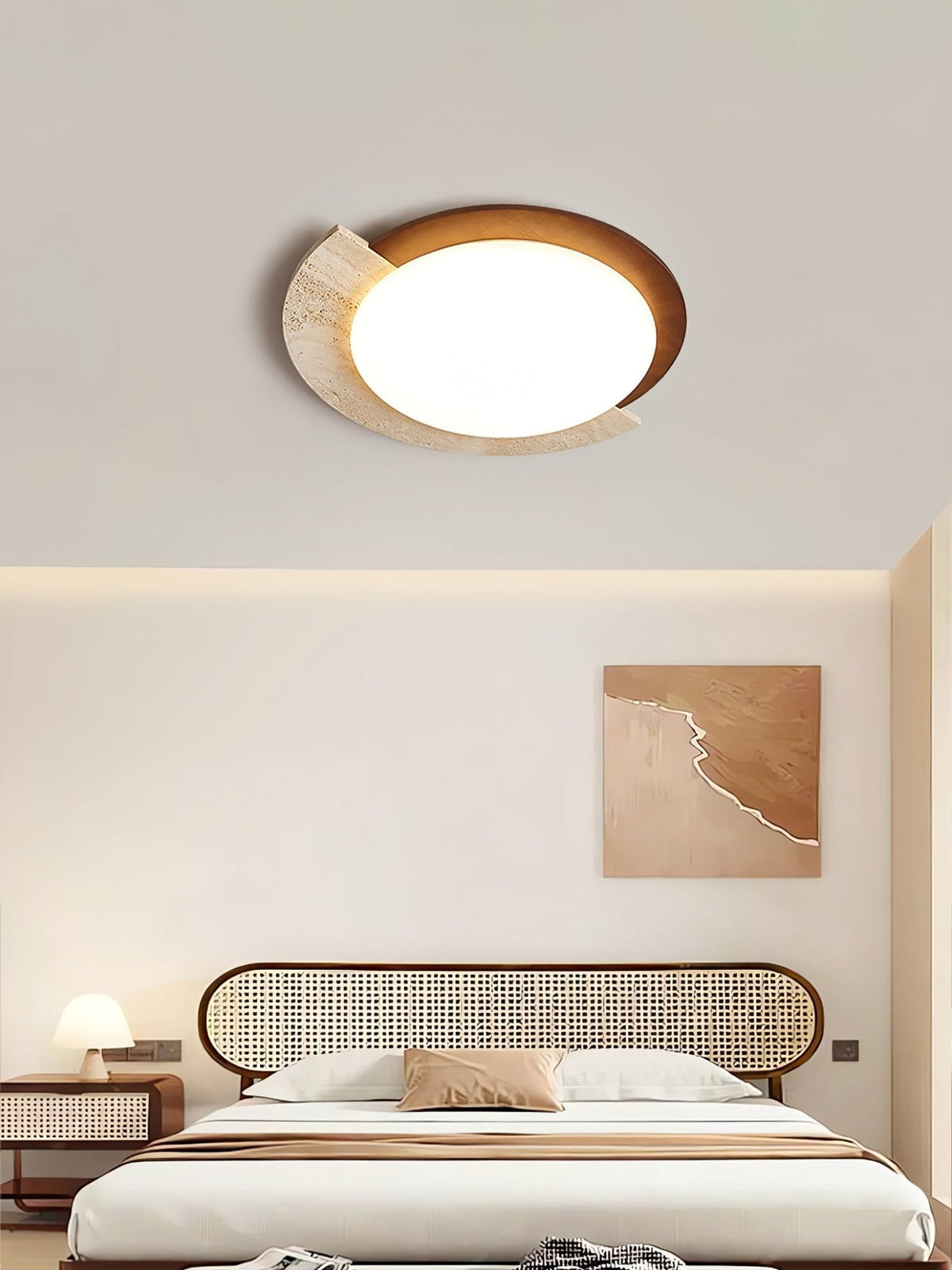 Noraaine Arc-Rim Travertine Ceiling Light