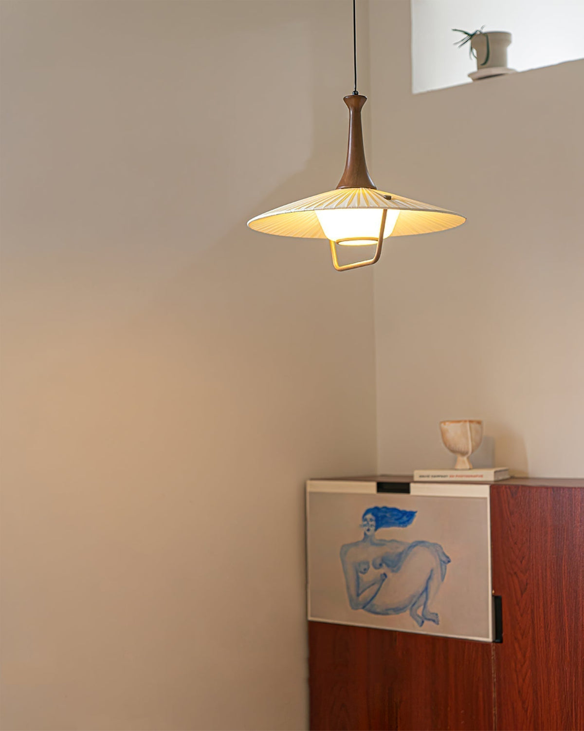 Mydorisra Traditional Classic Fabric Wood Pendant Lamp