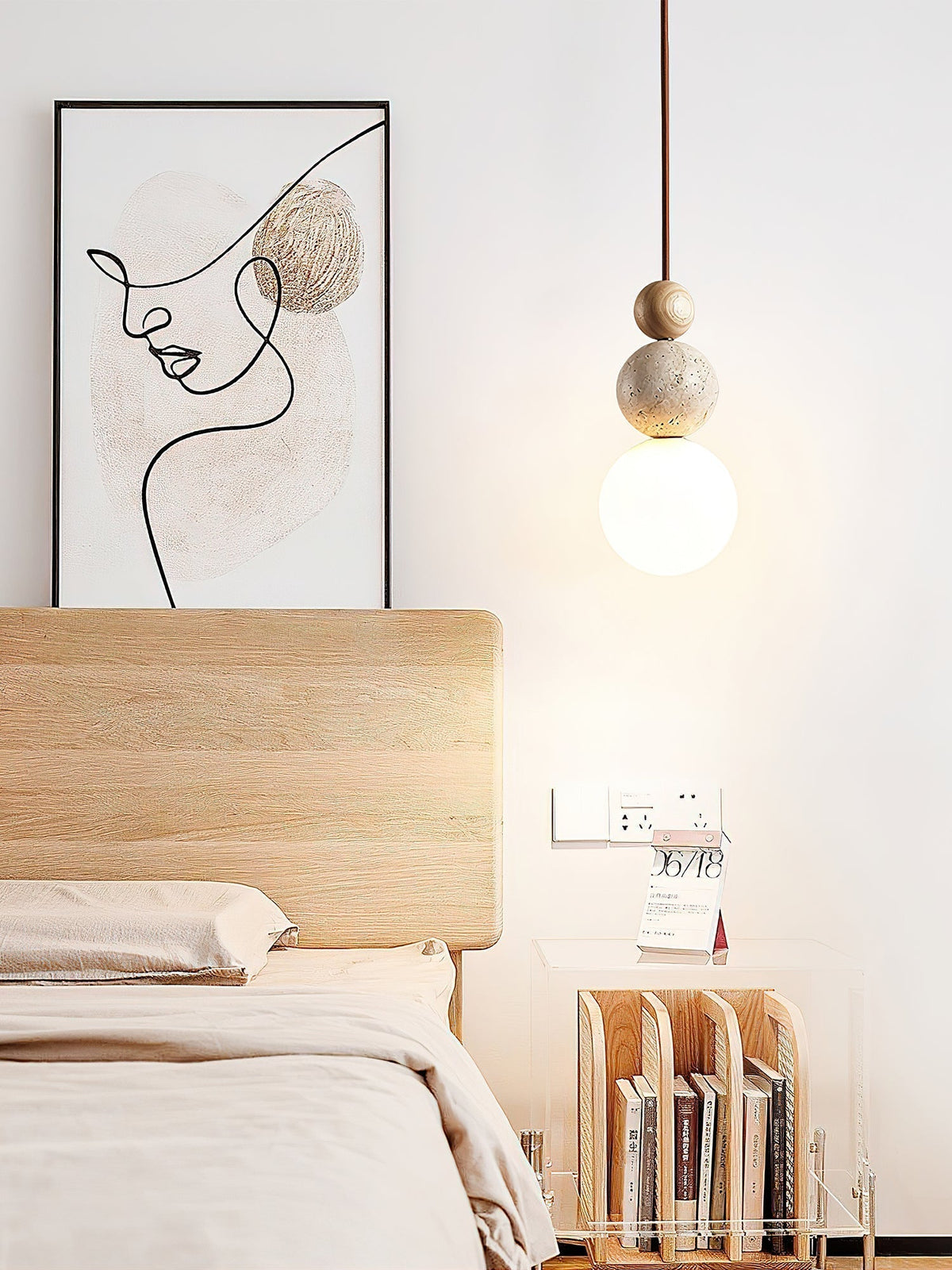 Bit Sphere-Cluster Travertine Pendant Light
