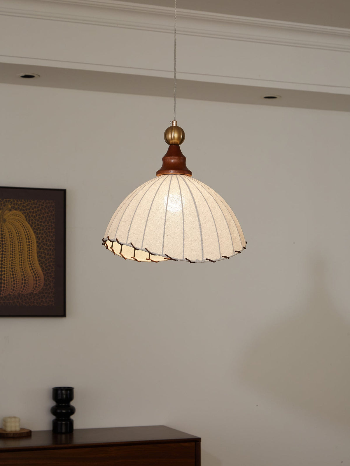 Earian Wood Fabric Elegant Pendant Light