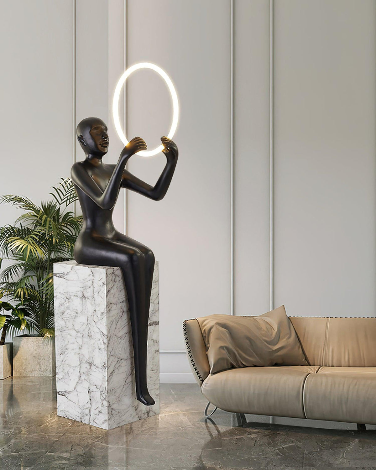 Orelaielle Sculptural Black Floor Lamp