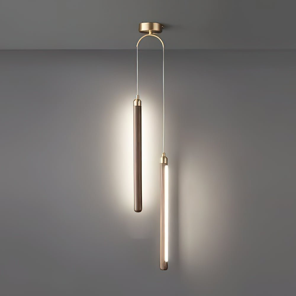Kyoto Walnut Brass Linear Pendant Light