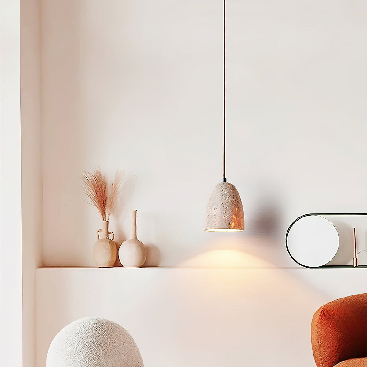 Evtheira Conical Travertine Pendant Light