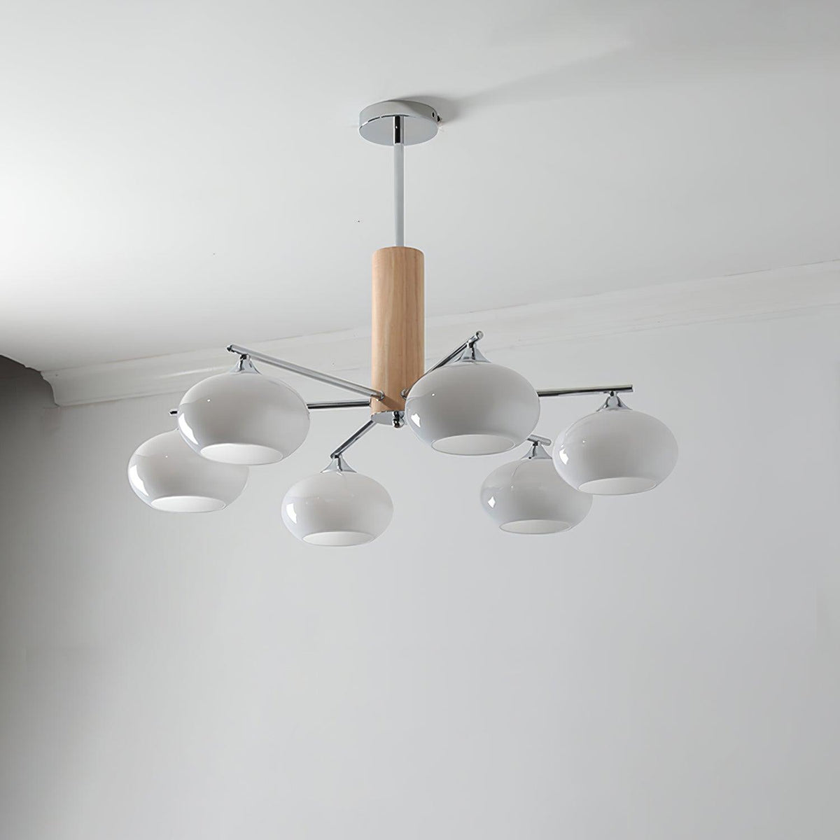 Srra Chandelier Persimmon Glass Mid-Century 8-Light