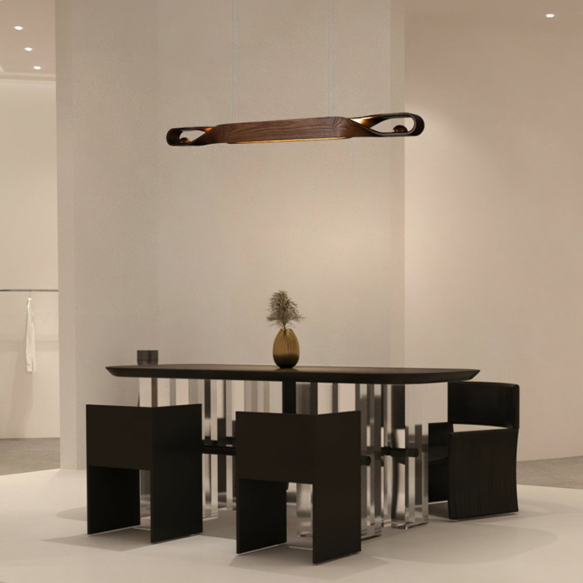 Lemior Pendant Lamp Wood Curved Minimalist