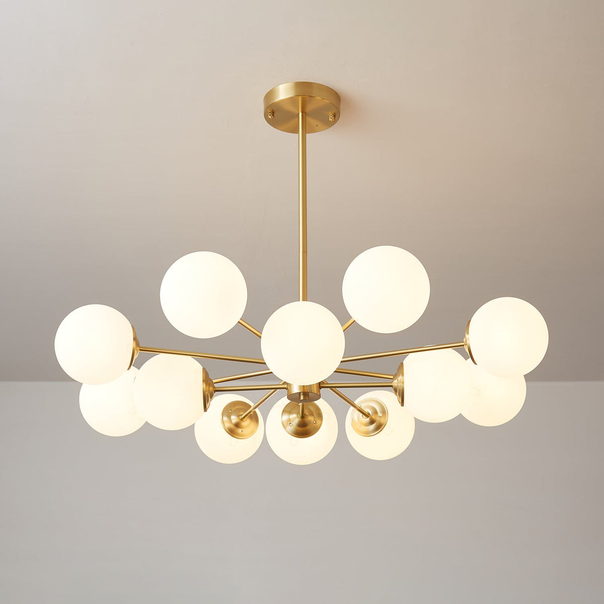 Velirora Chandelier Elysium Brass Frosted Glass Orbs