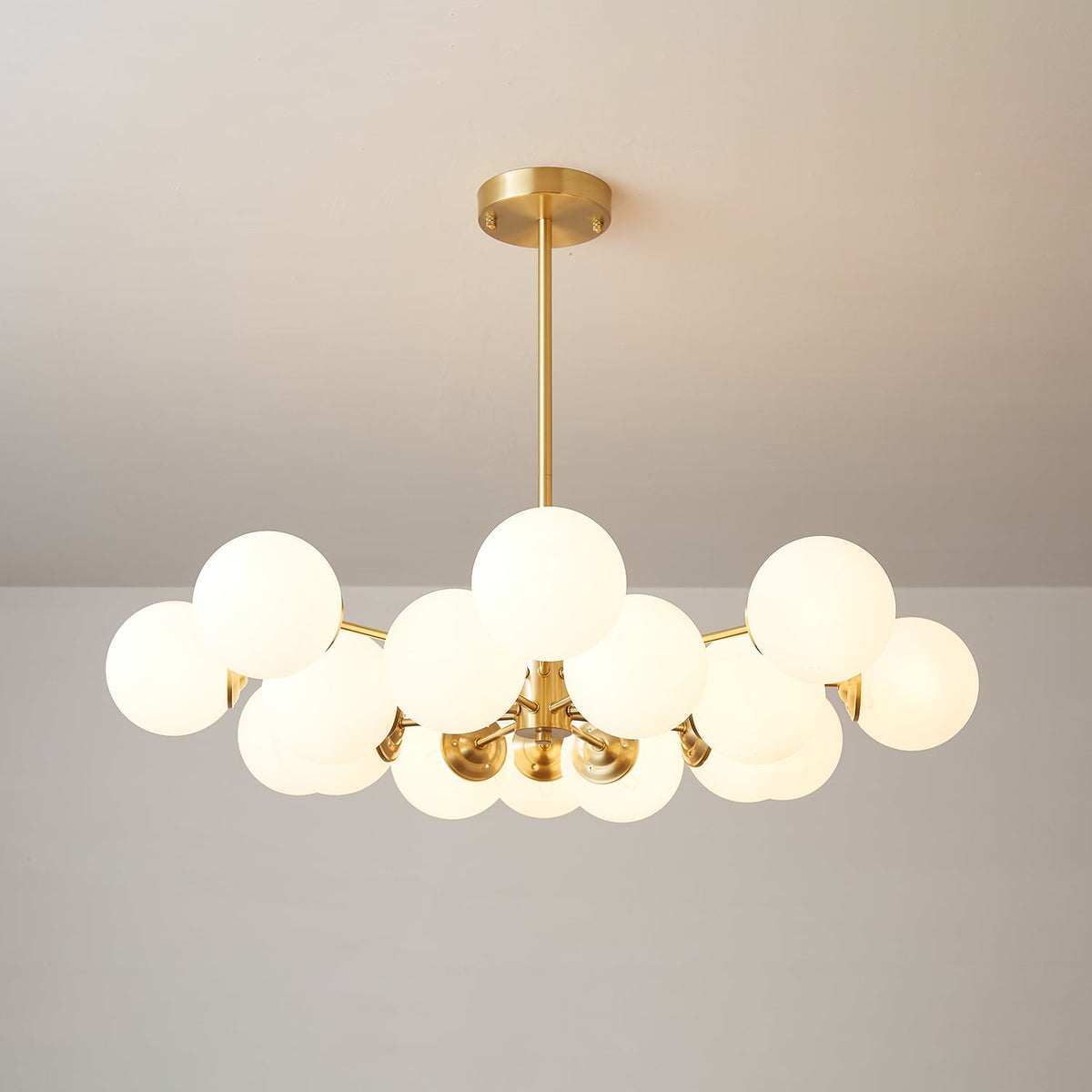 Velirora Chandelier Elysium Brass Frosted Glass Orbs