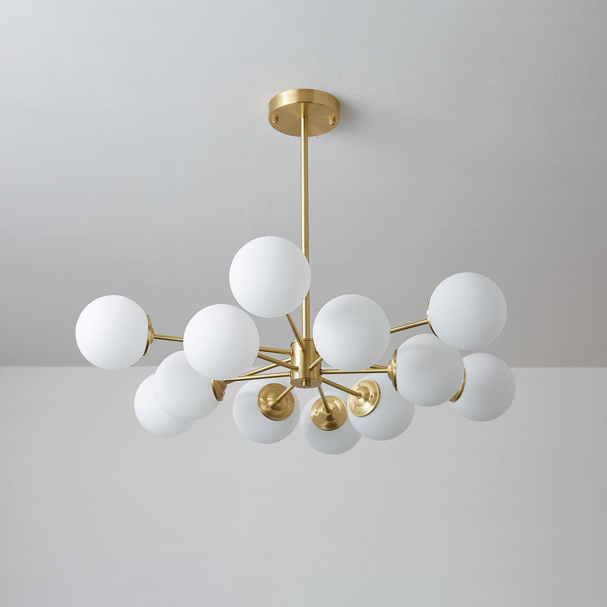Velirora Chandelier Elysium Brass Frosted Glass Orbs