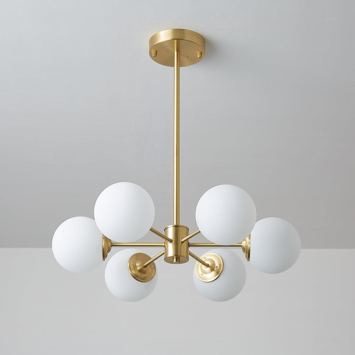 Velirora Chandelier Elysium Brass Frosted Glass Orbs