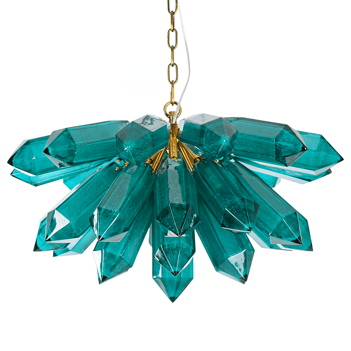 Luxalira Chandelier Emerald Crystal Starburst Gold
