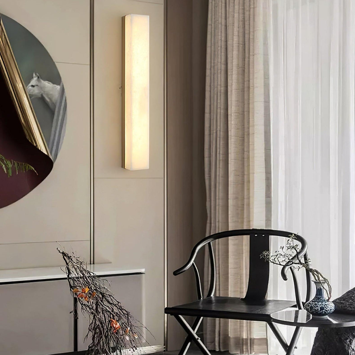 Colette Linear Brass Alabaster Wall Lamp