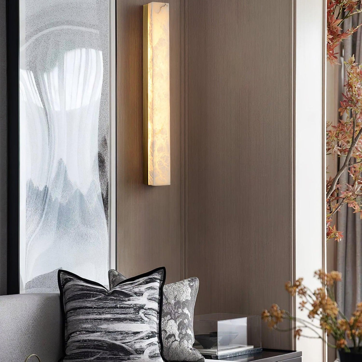 Colette Linear Brass Alabaster Wall Lamp