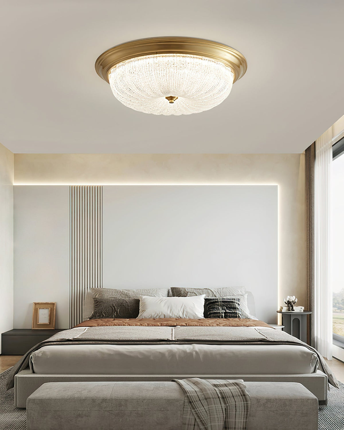 Nyrinis Traditional Classic Brass Glass Ceiling Light