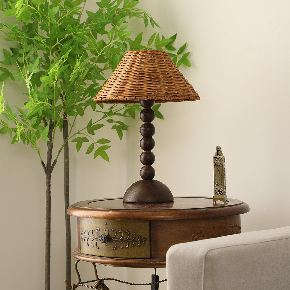 Auroran Wood & Rattan Table Lamp