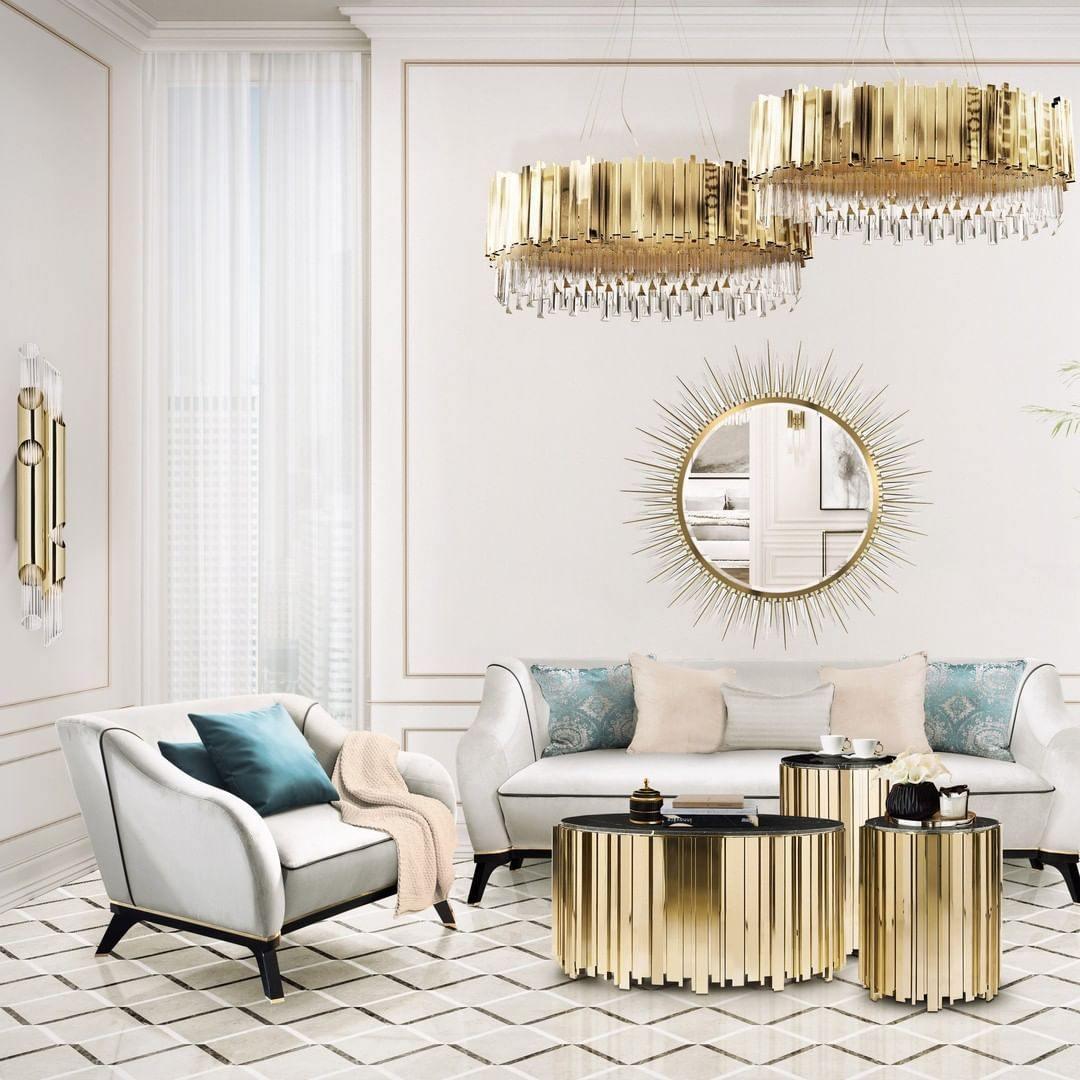 Avenu Chandelier Gold Crystal Golden