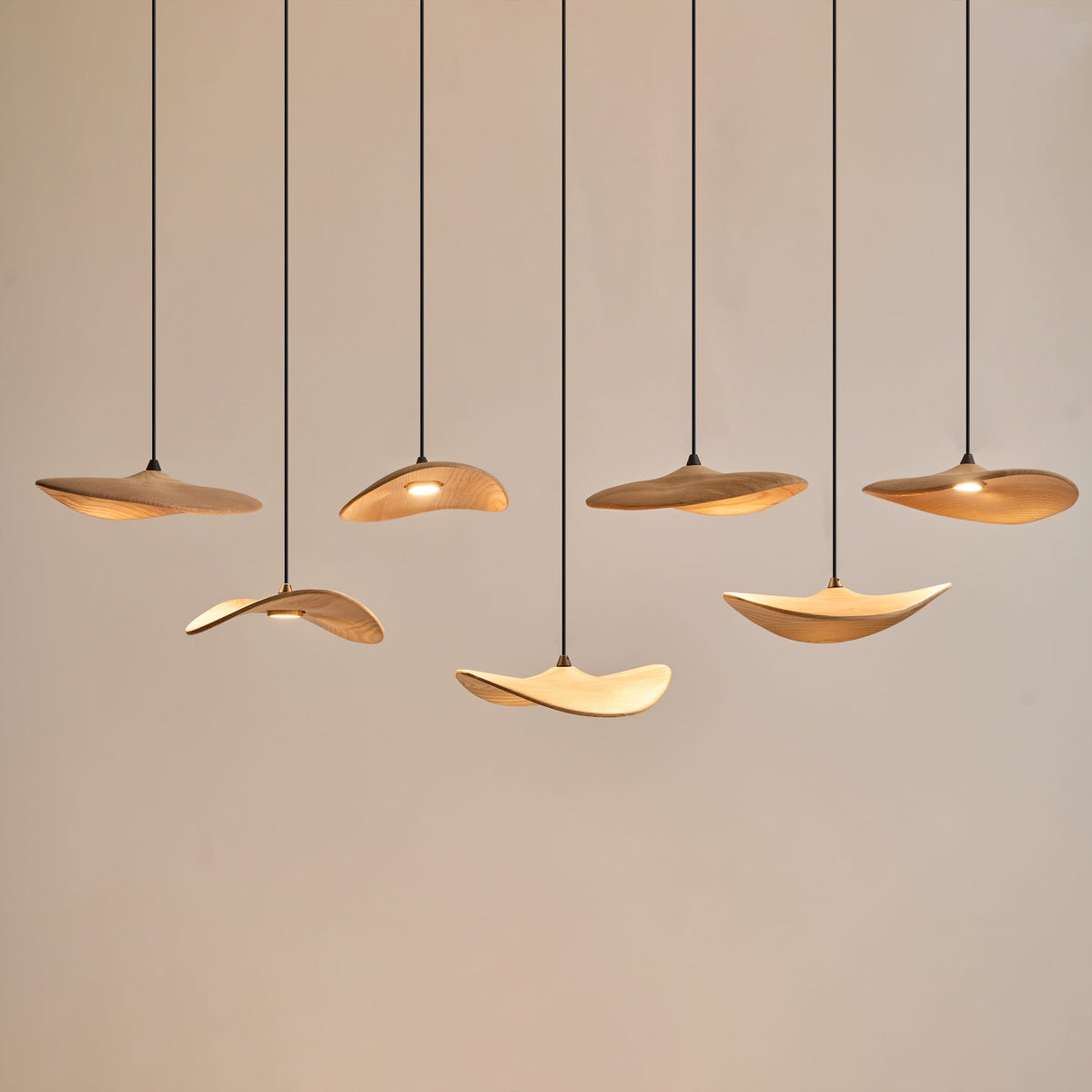 Abbott Modern Minimalist Empty Leaf Wood Chandelier