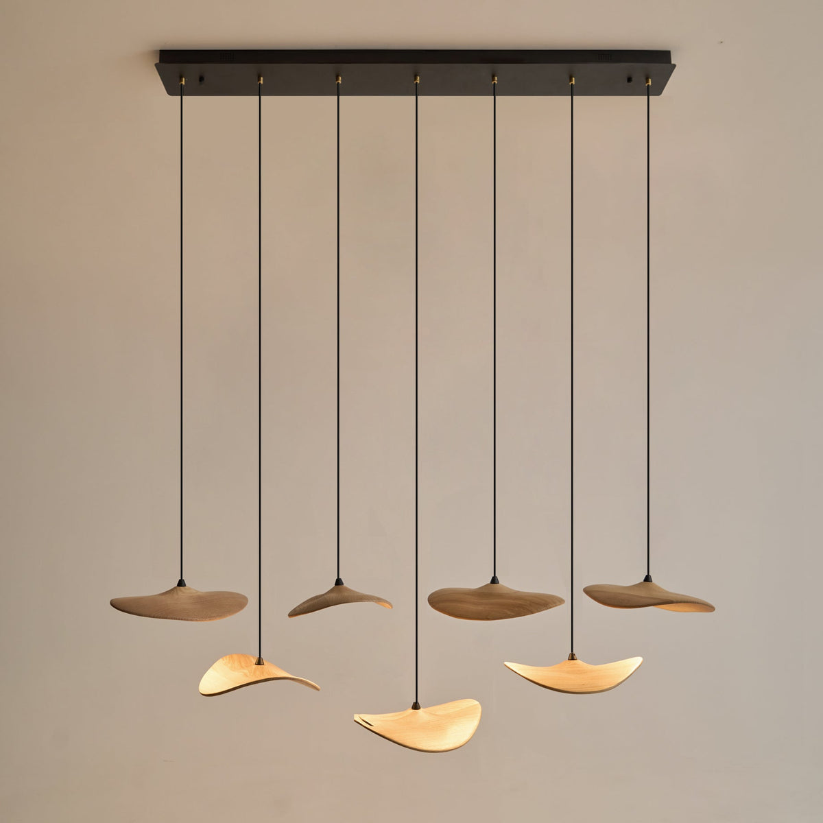 Abbott Modern Minimalist Empty Leaf Wood Chandelier