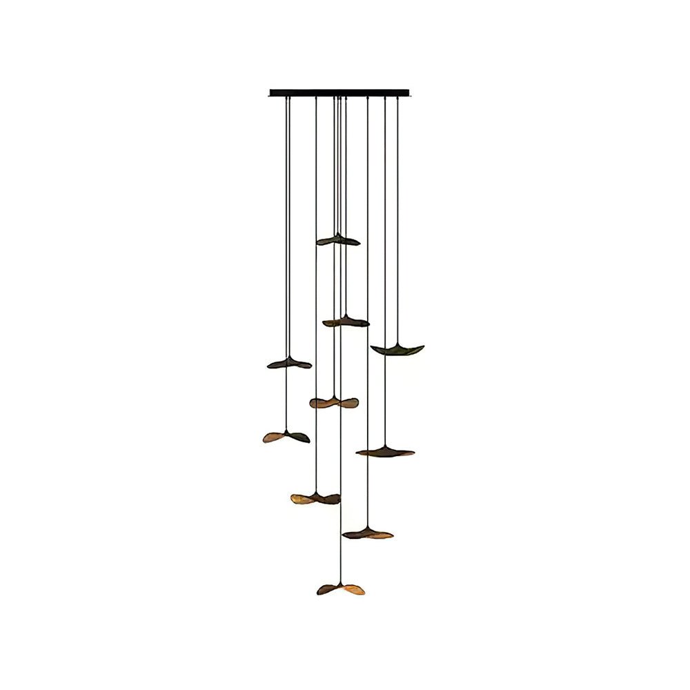 Abbott Modern Minimalist Empty Leaf Wood Chandelier
