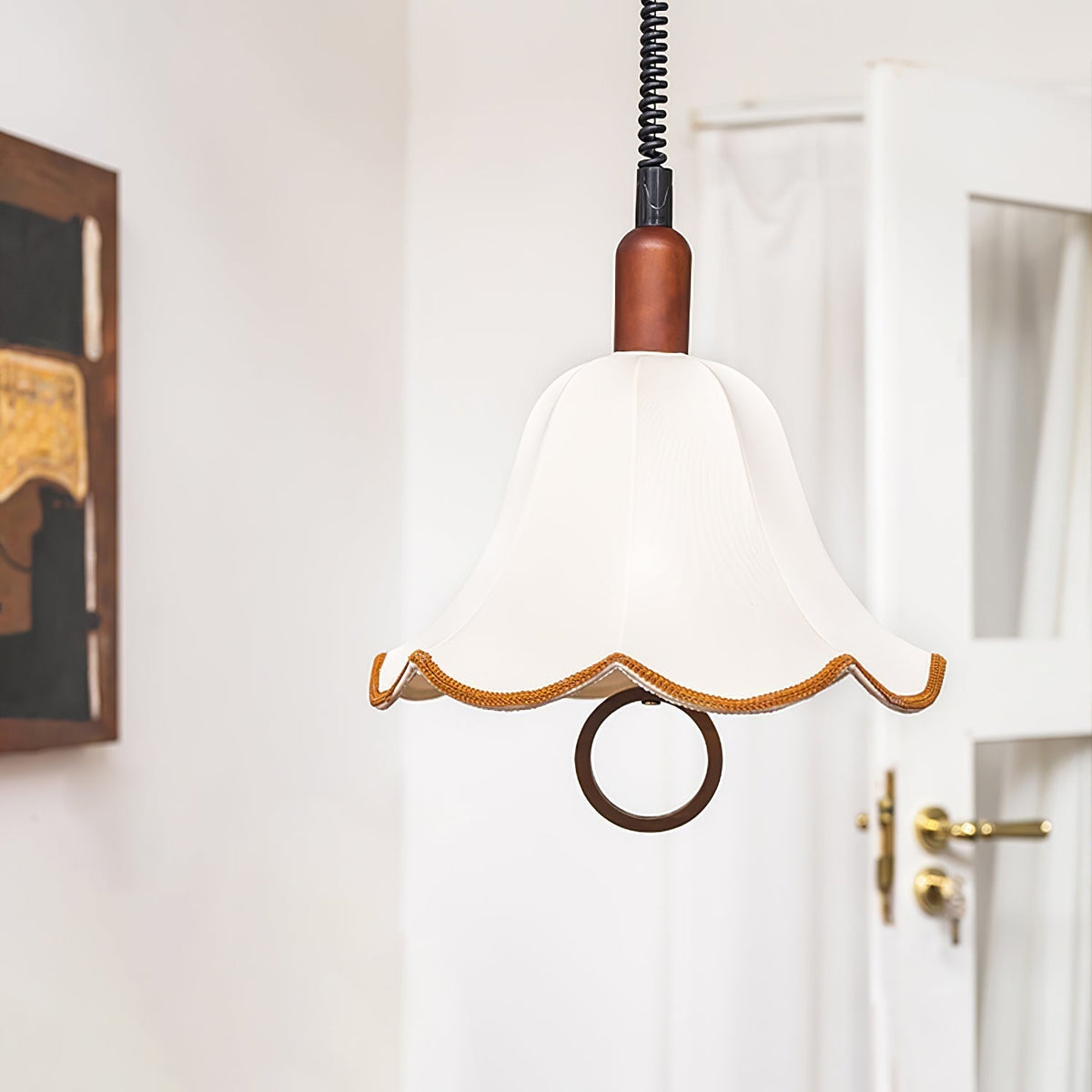 Eurvaryra Classic Elegance Fabric Wood Pendant Light