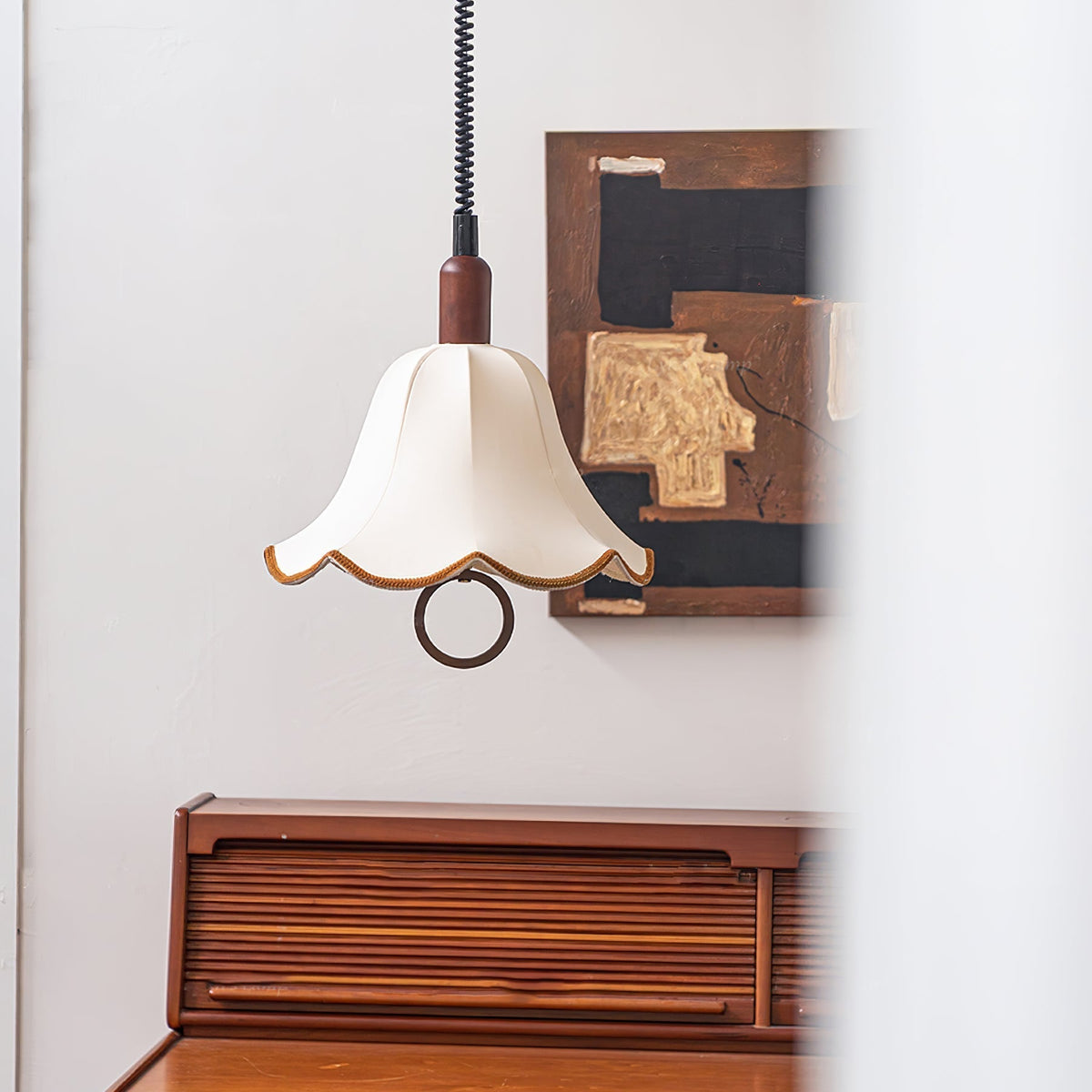 Eurvaryra Classic Elegance Fabric Wood Pendant Light