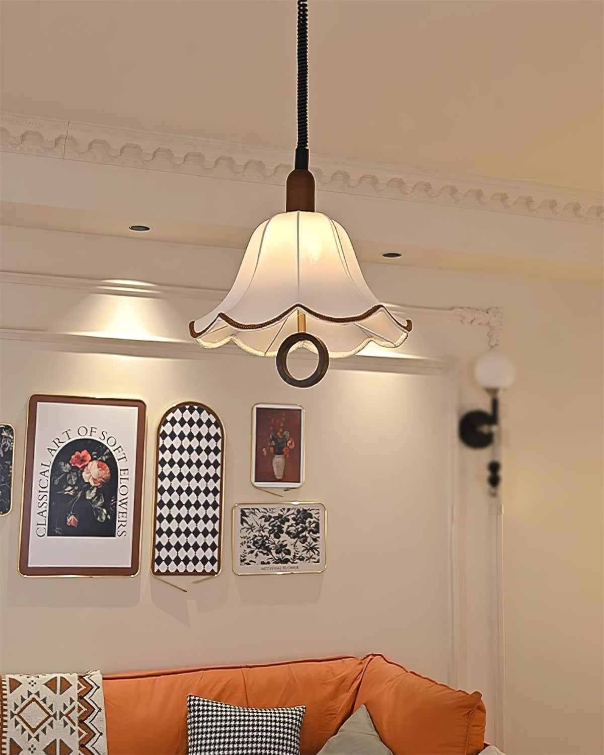 Eurvaryra Classic Elegance Fabric Wood Pendant Light