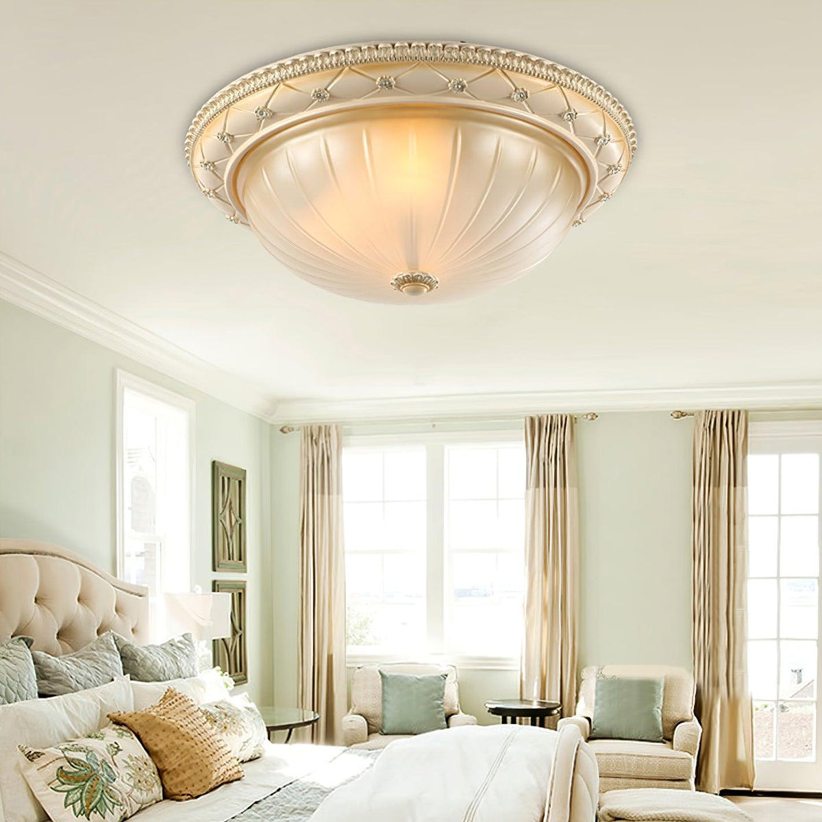 Cerlin Elegance Vintage Resin Glass Flush Ceiling Light